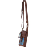 Ashwood Leather & Harris Tweed® Cloth elegance Crossbody Bag Tan/LT Blue: TW-20-05-TB