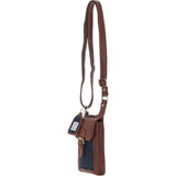 Ashwood Leather & Harris Tweed® Cloth elegance Crossbody Bag Tan/Navy: TW-20-011-TN