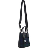 Ashwood Leather & Harris Tweed® Cloth Handbag with Removable Crossbody Strap Black/Watch: TW-21-03-BW