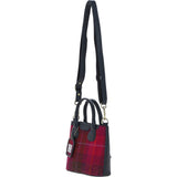 Ashwood Leather & Harris Tweed® Cloth Handbag with Removable Crossbody Strap Navy/Pink: TW-21-06-NP