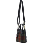 Ashwood Leather & Harris Tweed® Cloth Handbag with Removable Crossbody Strap Black/Green/Red: TW-21-07-BR