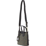 Ashwood Leather & Harris Tweed® Cloth Handbag with Removable Crossbody Strap Brown/Green: TW-21-09-BG
