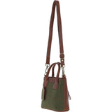 Ashwood Leather & Tweed Handbag with Removable Crossbody Strap Tan/Green Check: TW-21-010-TGNH