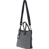 Versatile Ashwood Leather & Harris Tweed® Cloth Shoulder Bag Black/White: TW-22-012-BW