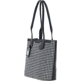 Ashwood Leather & Harris Tweed® Cloth Genuine Leather Shoulder Bag Black/White: TW-23-012-BW