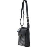 Ashwood Leather & Harris Tweed® Cloth Crossbody Bag Black/White: TW-24-012-BW