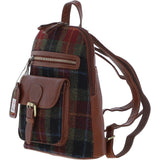 Exquisite Ashwood Leather & Harris Tweed® Cloth Backpack Tan/Green/Red: TW-25-08-TR