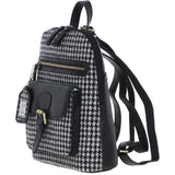 Exquisite Ashwood Leather & Harris Tweed® Cloth Backpack Black/White: TW-25-012-BW