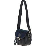 Ashwood Leather & Harris Tweed® Cloth Saddle Bag Black/Watch: TW-26-03-BW