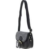 Ashwood Leather & Harris Tweed® Cloth Saddle Bag Black/White: TW-26-012-BW