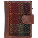 Ashwood Leather & Harris Tweed® Cloth RFID Secure Wallet Tan/Green/Red: TW-16-08-TR