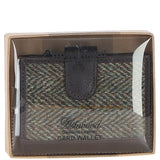 Ashwood Leather & Harris Tweed® Cloth RFID Secure Wallet Brown/Green: TW-16-09-BG