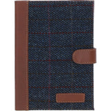 Ashwood Leather & Harris Tweed® Cloth A5 Notebook Tan/Navy: TW-19-011-TN