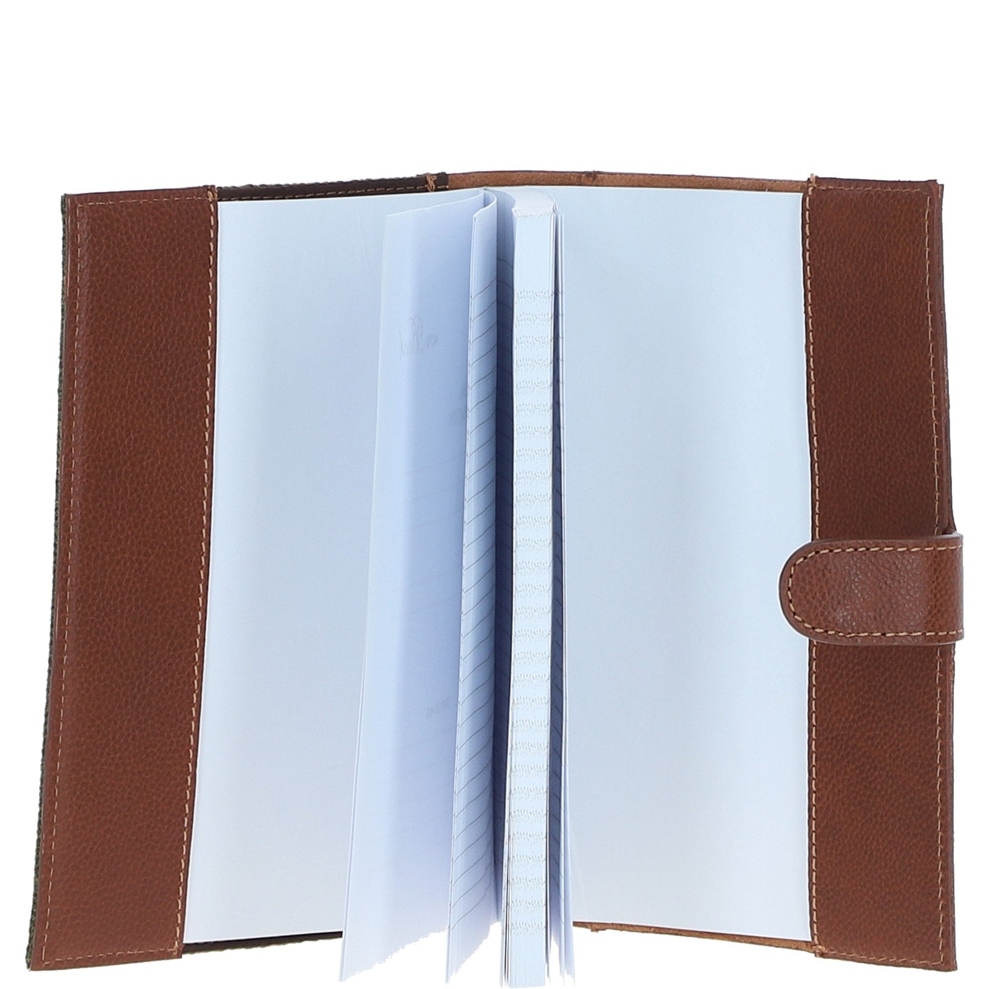 Ashwood Leather & Tweed A5 Notebook Tan/Green Check: TW-19-010-TGNH