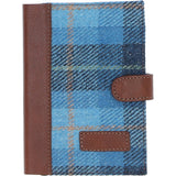 Ashwood Leather & Harris Tweed® Cloth A6 Notebook Tan/LT Blue: TW-18-05-TB