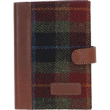 Ashwood Leather & Harris Tweed® Cloth A6 Notebook Tan/Green/Red: TW-18-08-TR