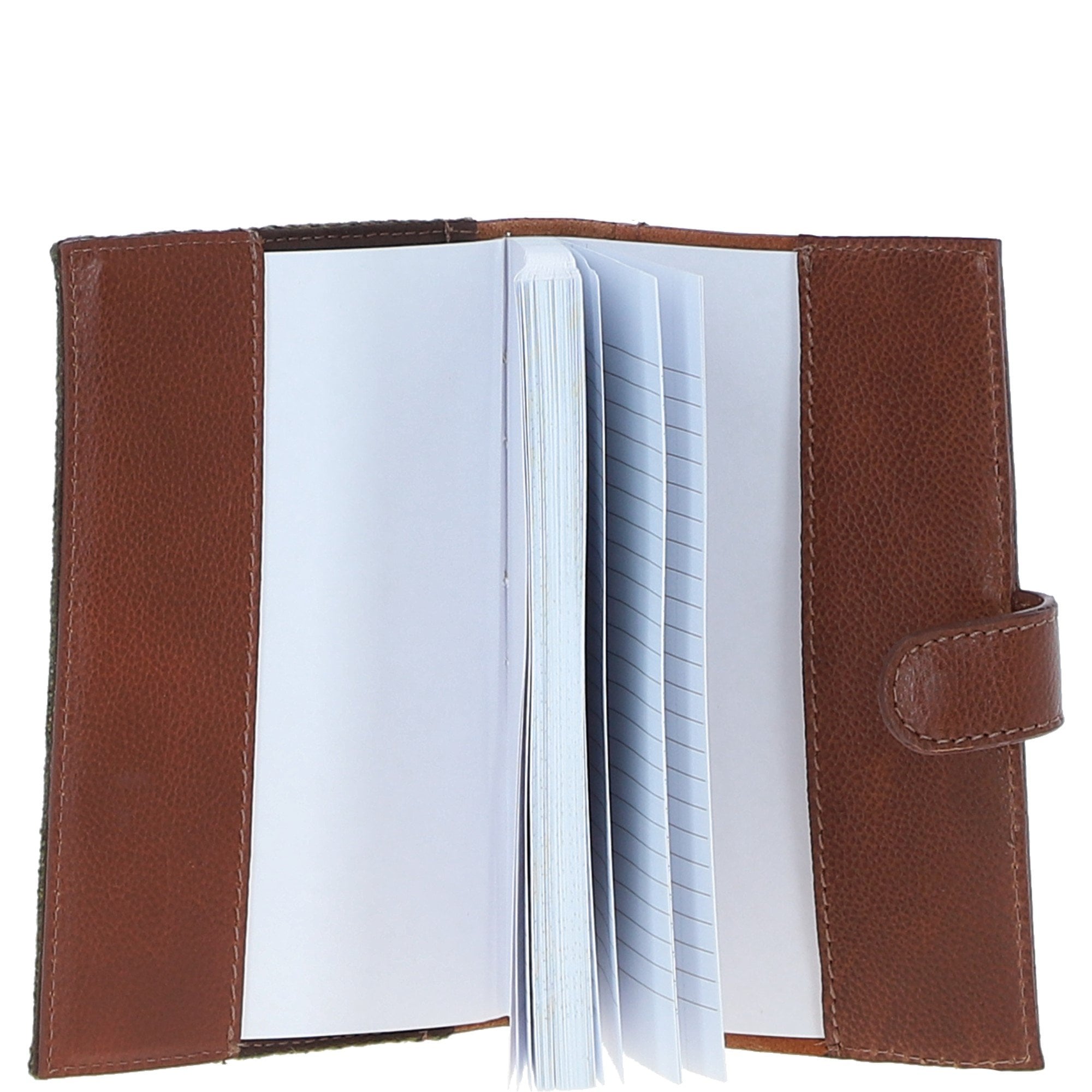 Ashwood Leather & Tweed A6 Notebook Tan/Green Check: TW-18-010-TGNH