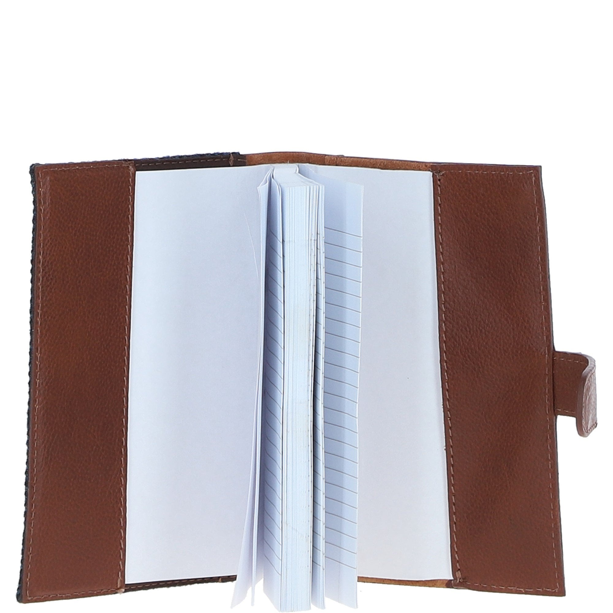 Ashwood Leather & Harris Tweed® Cloth A6 Notebook Tan/Navy: TW-18-011-TN