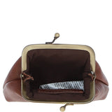 Ashwood Leather & Harris Tweed® Cloth Classic kiss-lock Purse Tan/Green/Red: TW-13-08-TR