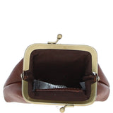 Ashwood Leather & Harris Tweed® Cloth Classic kiss-lock Purse Tan/Mcload: TW-13-02-TM