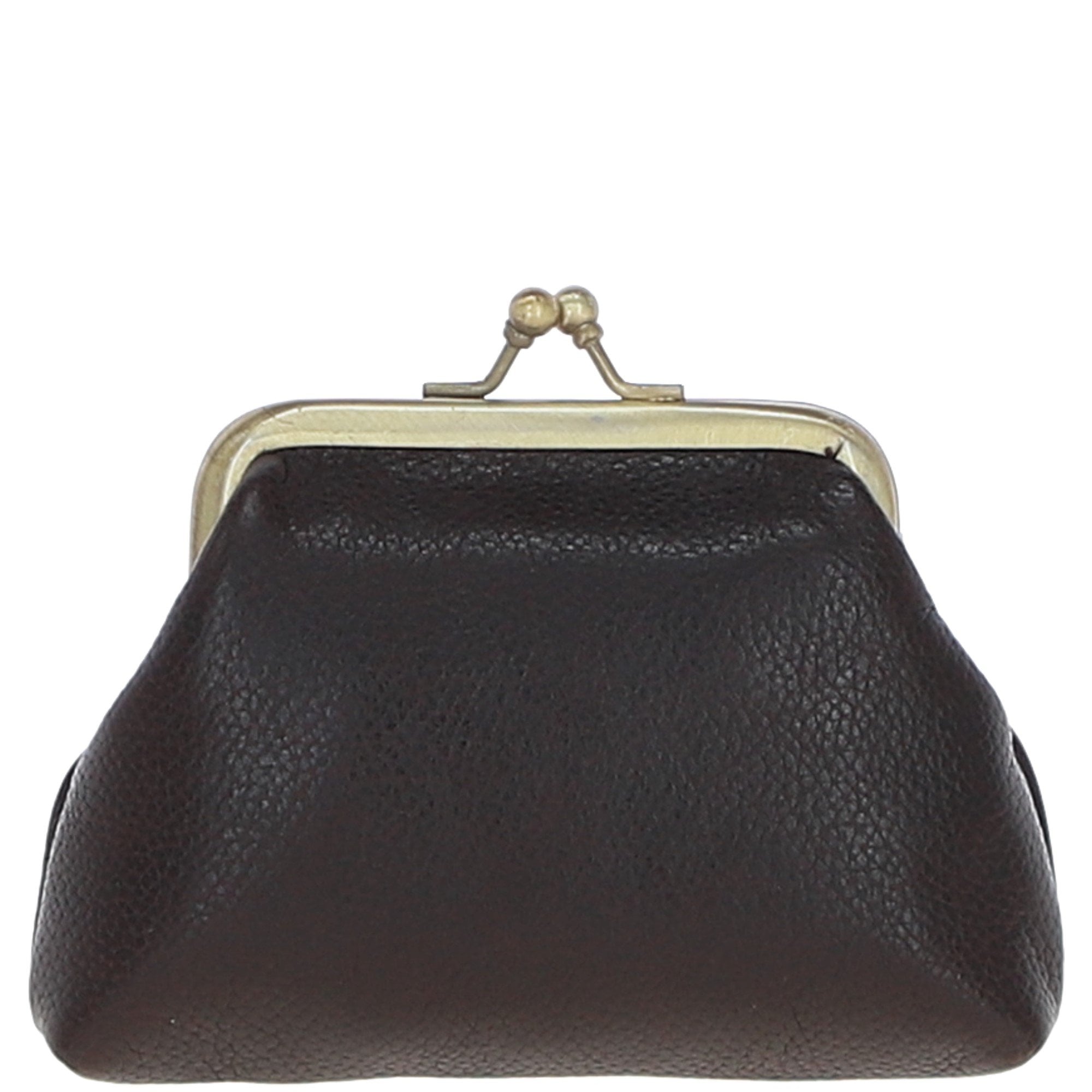 Ashwood Leather & Harris Tweed® Cloth Classic kiss-lock Purse Brown/Green: TW-13-09-BG