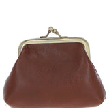 Ashwood Leather & Harris Tweed® Cloth Classic kiss-lock Purse Tan/LT Blue: TW-13-05-TB