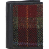 Versatile Ashwood Leather & Harris Tweed® Cloth RFID Secure Wallet Black/Green/Red: TW-17-07-BR