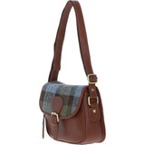 Elegant Ashwood Leather & Harris Tweed® Cloth Crossbody Bag Tan/Mcload: TW-27-02-TM