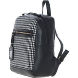 Authentic Ashwood Leather & Harris Tweed® Cloth Backpack Black/White: TW-28-12-BW