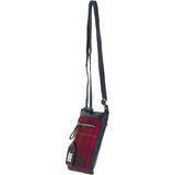 Authentic Ashwood Leather & Harris Tweed® Cloth Crossbody Bag Navy/Pink: TW-29-06-NP