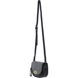Ashwood Leather & Harris Tweed® Cloth Saddle Crossbody Bag with Twist Lock Black/White: TW-30-012-BW