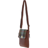 Ashwood Leather & Harris Tweed® Cloth Twist Lock Crossbody Bag Tan/Mcload: TW-31-02-TM