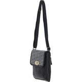 Ashwood Leather & Harris Tweed® Cloth Twist Lock Crossbody BagBlack/White: TW-31-012-BW