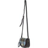 Ashwood Leather & Harris Tweed® Cloth Saddle Crossbody Bag with Twist Lock Brown/Mcload: TW-30-01-BM