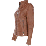 Leather Biker Jacket Tan: N-12