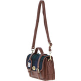 Ashwood Leather & Harris Tweed® Cloth Medium Satchel Bag with Twist Lock Tan/Watch: TW-34-04-TW