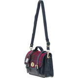 Ashwood Leather & Harris Tweed® Cloth Medium Satchel Bag with Twist Lock Navy/Pink: TW-34-06-NP