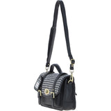 Ashwood Leather & Harris Tweed® Cloth Medium Satchel Bag with Twist Lock Black/White: TW-34-012-BW