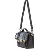 Ashwood Leather & Harris Tweed® Cloth Medium Satchel Bag with Twist Lock Brown/Mcload: TW-34-01-BM