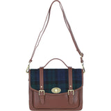 Ashwood Leather & Harris Tweed® Cloth Large Satchel Bag with Twist Lock Tan/Watch: TW-35-04-TW