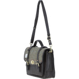 Ashwood Leather & Harris Tweed® Cloth Large Satchel Bag with Twist Lock Brown/Green: TW-35-09-BG