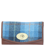 Exquisite Ashwood Leather & Harris Tweed® Cloth Twist-Lock Purse Tan/TL Blue: TW-11-05-TB
