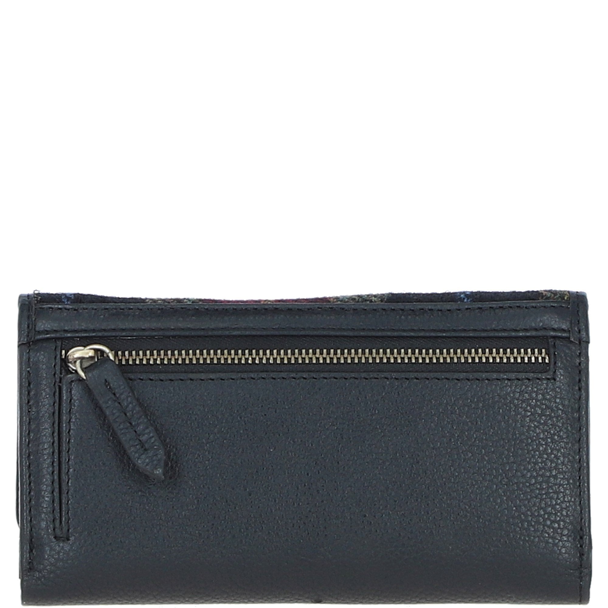 Exquisite Ashwood Leather & Harris Tweed® Cloth Twist-Lock Purse Black/Green/Red: TW-11-07-BR