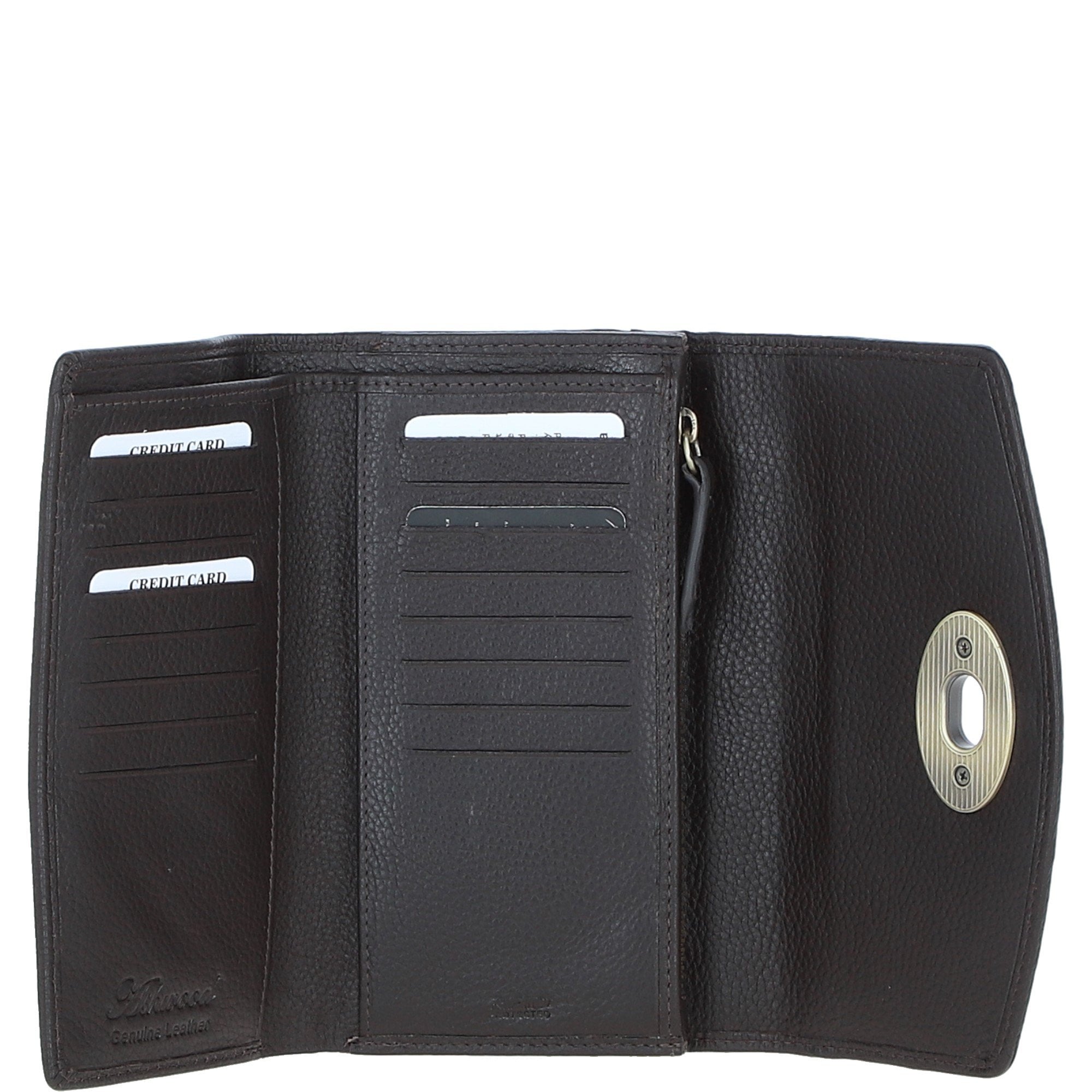 Exquisite Ashwood Leather & Harris Tweed® Cloth Twist-Lock Purse Brown/Green: TW-11-09-BG
