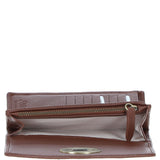 Exquisite Ashwood Leather & Tweed Twist-Lock Purse Tan/Green Check: TW-11-10-TGNH