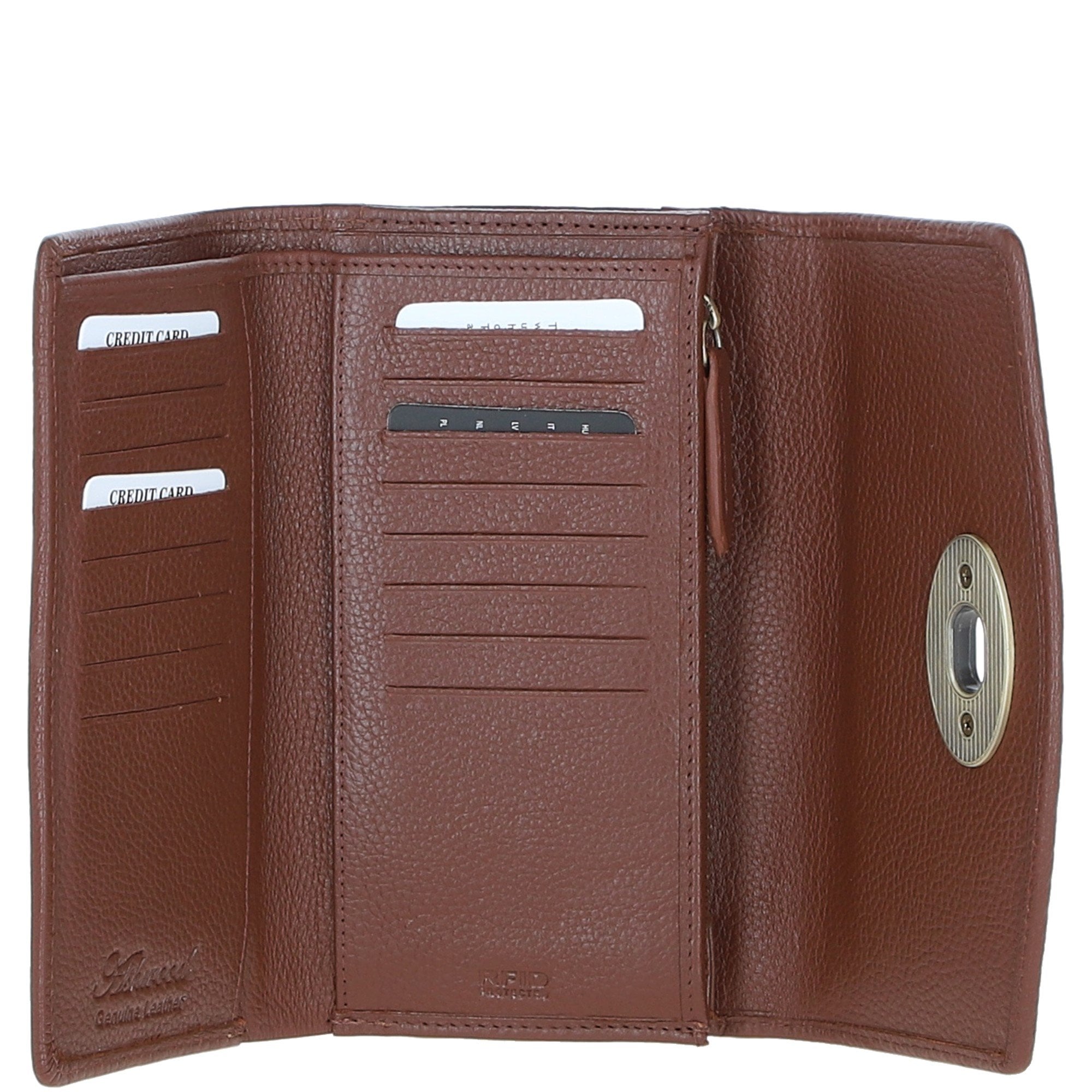 Exquisite Ashwood Leather & Harris Tweed® Cloth Twist-Lock Purse Tan/Navy: TW-11-11-TN
