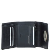Elegant Ashwood Leather & Harris Tweed® Cloth Trifold Twist-Lock Purse Black/Watch: TW-10-03-BW