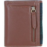 Elegant Ashwood Leather & Harris Tweed® Cloth Trifold Twist-Lock Purse Tan/Watch: TW-10-04-TW