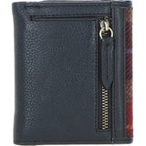 Elegant Ashwood Leather & Harris Tweed® Cloth Trifold Twist-Lock Purse Black/Green/Red: TW-10-07-BR