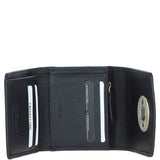 Elegant Ashwood Leather & Harris Tweed® Cloth Trifold Twist-Lock Purse Black/Green/Red: TW-10-07-BR